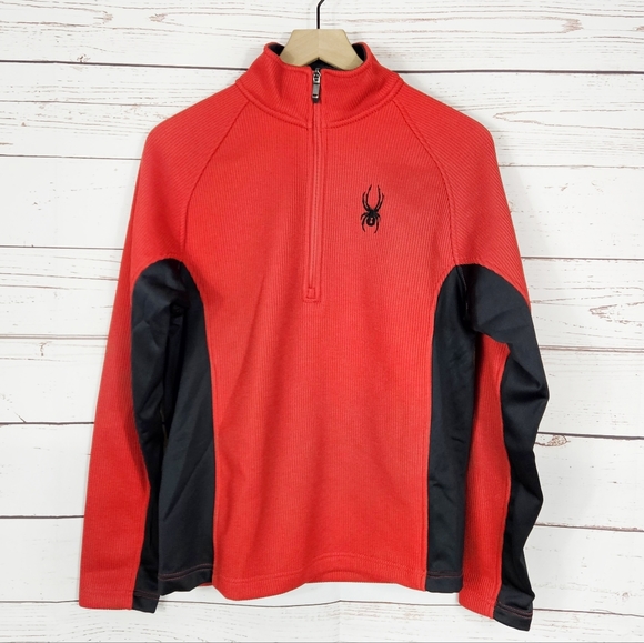 Spyder | Men's Outbound Red / Black Half Zip Fleece Jacket - Picture 2 of 5